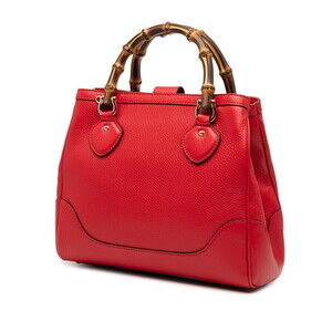 Gucci Bamboo Diana Leather Shoulder Bag Brown Red Handbag